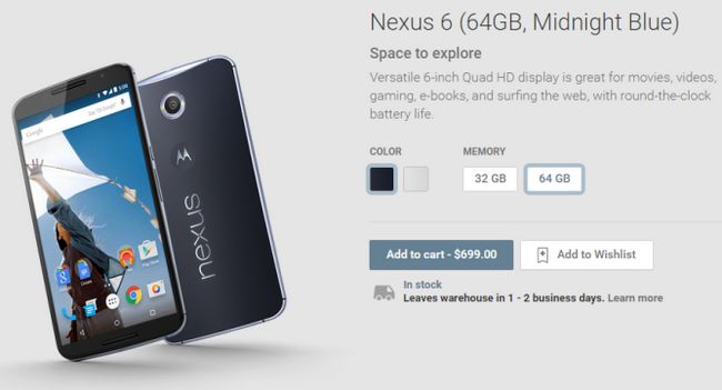 Fotografía - Midnight Blue 64Go Nexus 6 En stock sur Google Play et Motorola Right Now