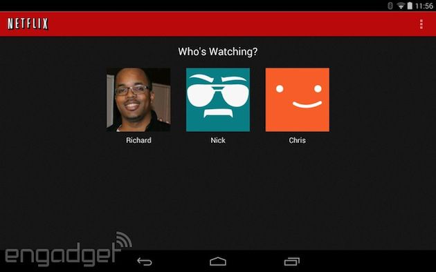 Netflix pour Android - profils
