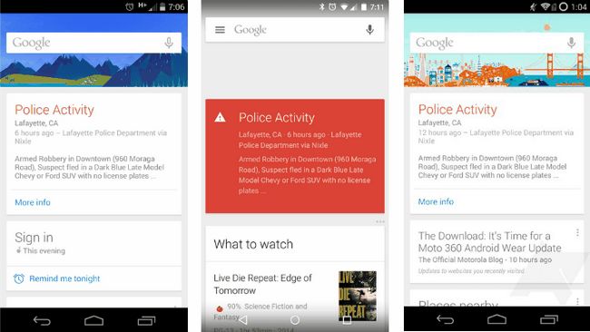 Google Now police Alertes