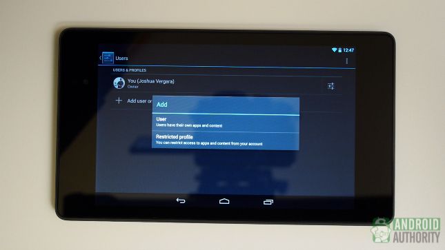 profils Nexus 7 de logiciels 2013 aa restreint