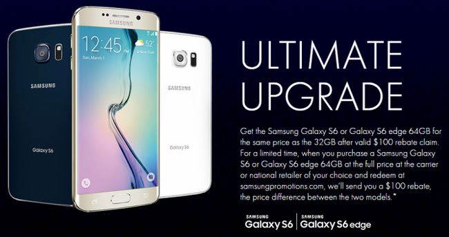 Fotografía - Samsung Offres pour couvrir la différence si vous achetez un 64GB Galaxy S6 lieu de 32 Go (via un rabais de 100 $)