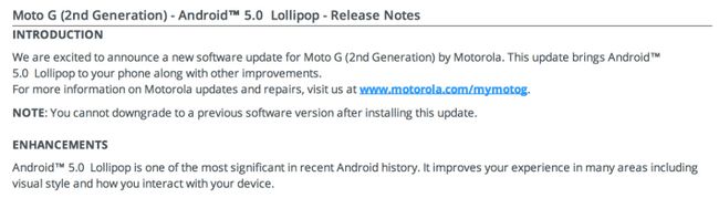 Fotografía - Imprégnez-test pour le Moto G (2ème génération) mise à jour Lollipop commence à déployer