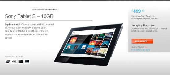 Fotografía - Sony Tablet S Arrivée le 16 Septembre pour 499 $. Voulez-vous acheter un?