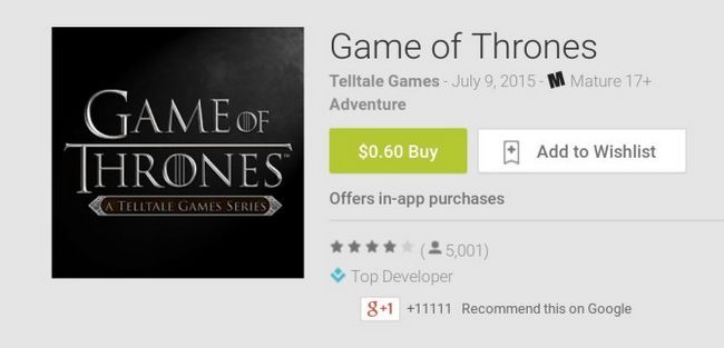 Fotografía - Le jeu de TellTale Of Thrones a chuté de 5 $ à 0,60 $ aux États-Unis, également réduits dans certains autres pays