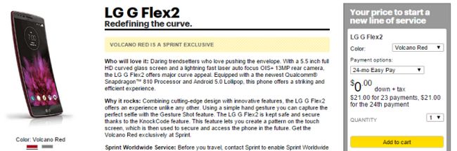 Fotografía - Le LG G Flex 2 est désormais disponible auprès de Sprint au prix de 199,99 $ avec un contrat ou de 21 $ par mois