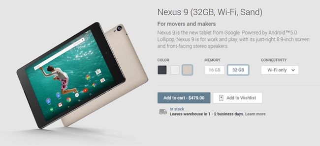 Fotografía - Le Nexus 9 est enfin disponible 'Sand' en couleur sur le Play Store US, 32 Go seulement pour le moment