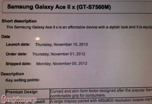 Fotografía - Le Samsung Galaxy Ace II a fixé pour le lancement à Bell le 15 Novembre